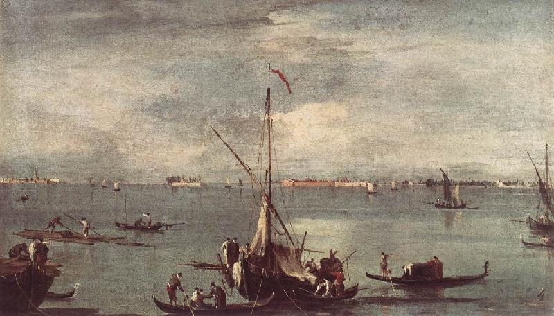 GUARDI, Francesco The Lagoon with Boats, Gondolas, and Rafts kug Germany oil painting art